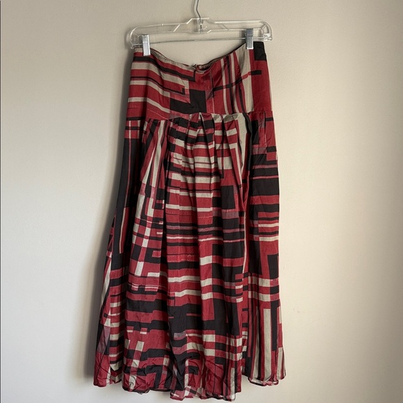 Peruvian Connection Red and Black Geometric Patterned Maxi Skirt 4 - Picture 2 of 10
